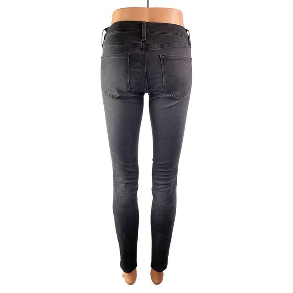 Frame Women Black Washed Knightrider Mid Rise Slim Fit Skinny Denim Jeans Sz 25 - Picture 2 of 4